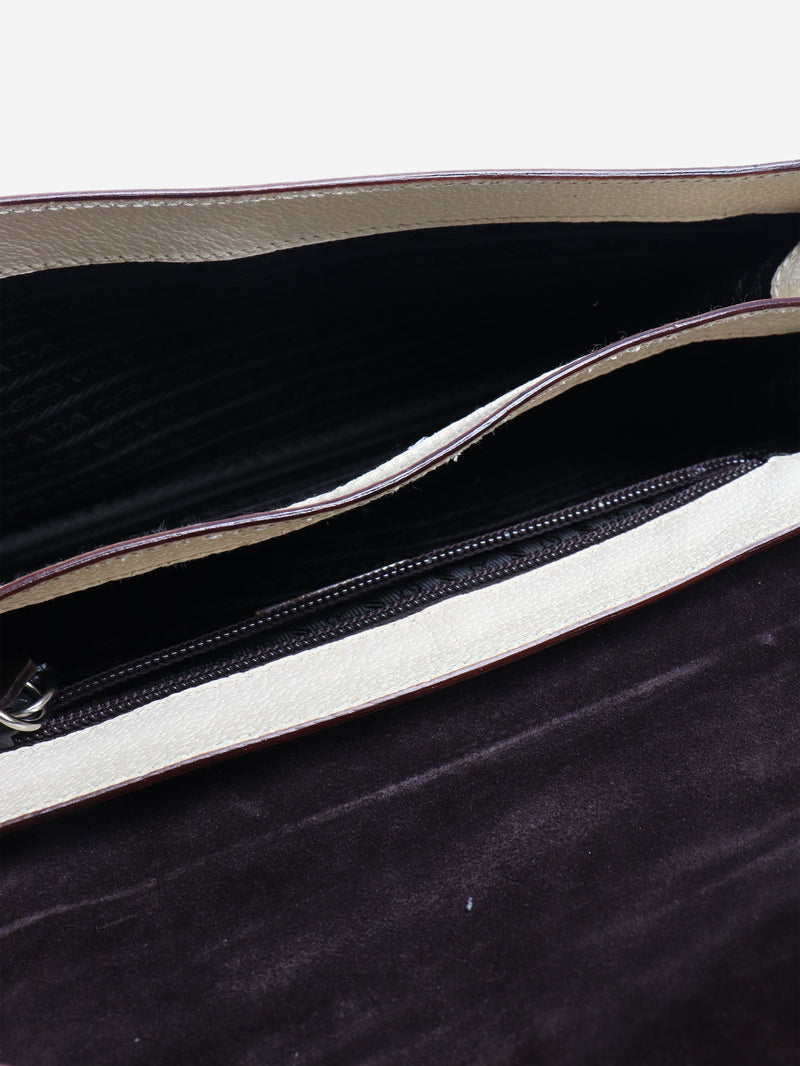 Cream leather top handle bag Shoulder bags Prada 
