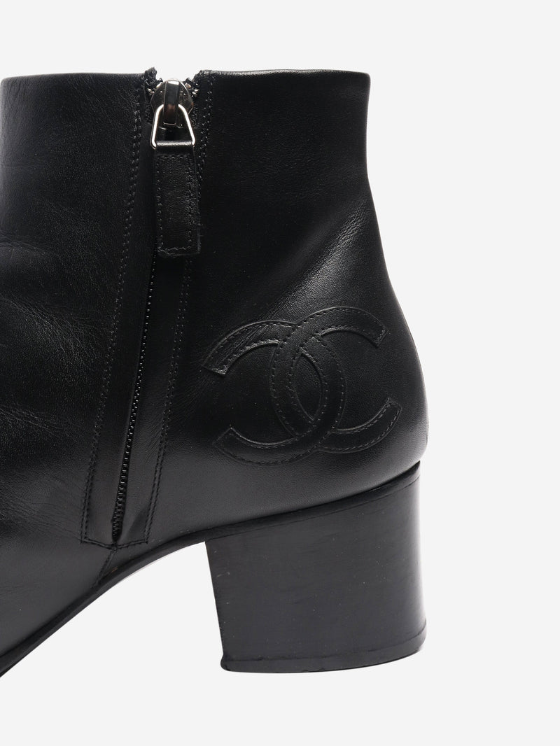 Black leather ankle boots - size EU 38 (UK 5) Boots Chanel 