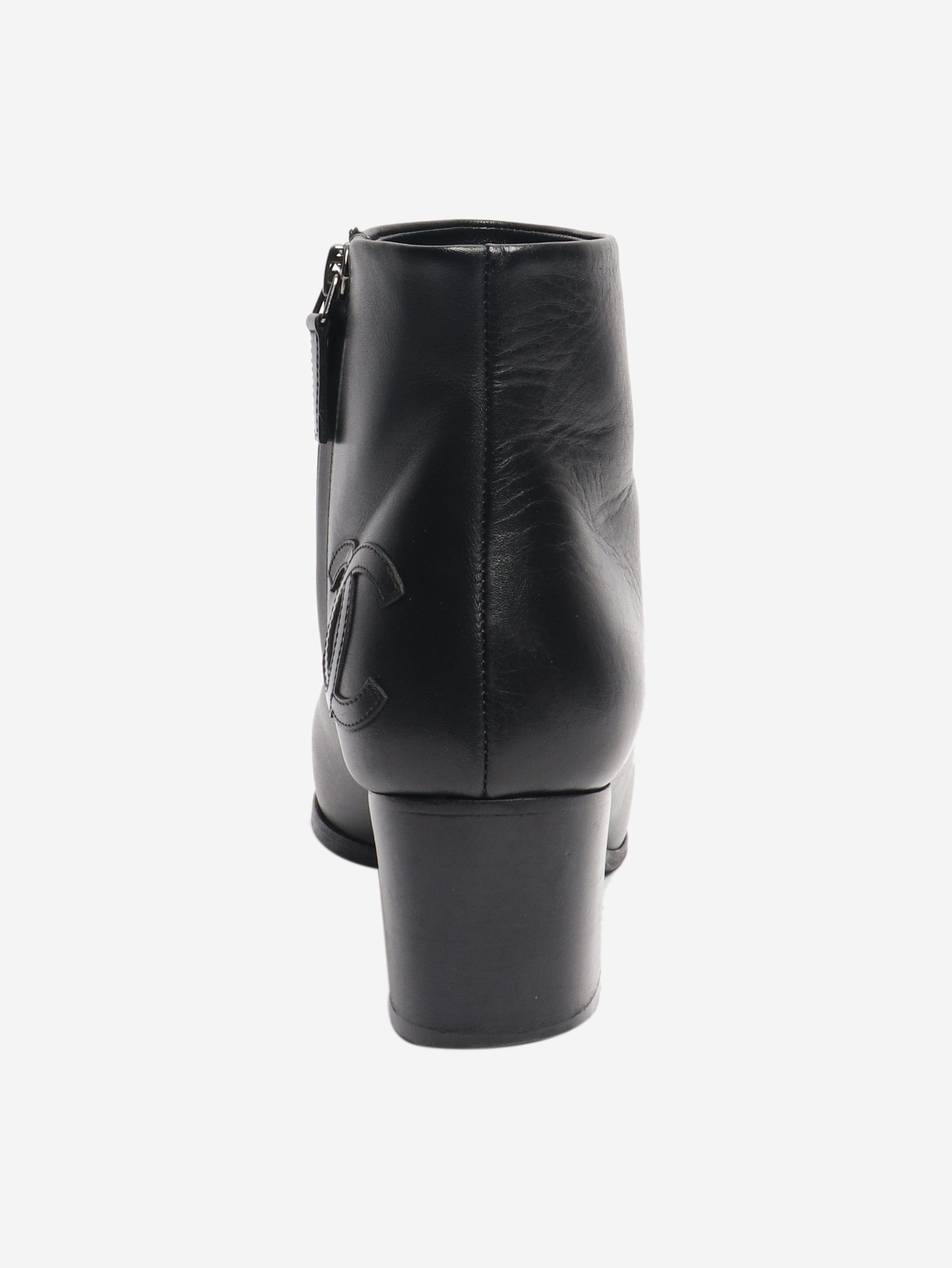 Black leather ankle boots - size EU 38 (UK 5) Boots Chanel 