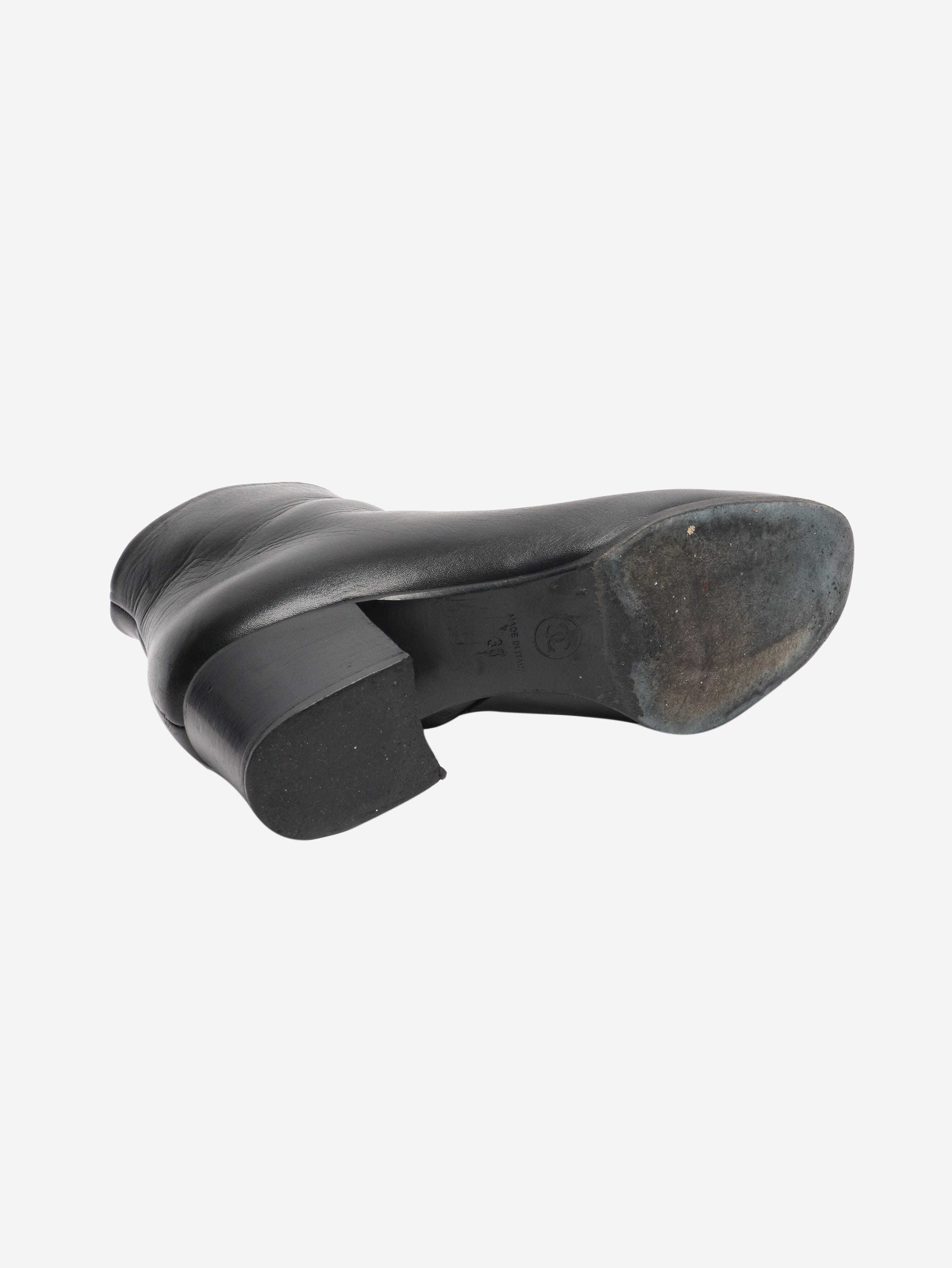 Black leather ankle boots - size EU 38 (UK 5) Boots Chanel 