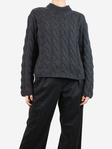 Theory Grey wool cable knit jumper - size S
