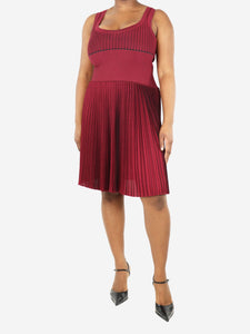 Alaia Burgundy ribbed tank dress - size UK 16