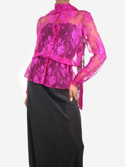 Purple floral lace blouse - size UK 6 Tops Balenciaga 