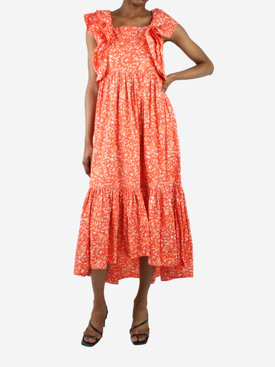 Orange sleeveless printed ruffle midi dress - size US 2 Dresses Ulla Johnson