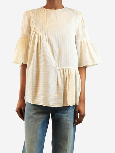 Cream and gold striped panelled top - size UK 8 Tops Stella McCartney 