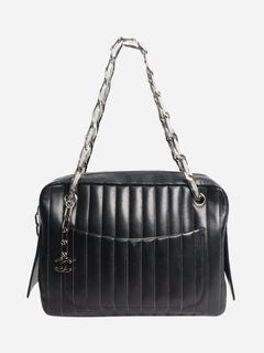 Black 2005 Mademoiselle Ligne vertical quilted camera bag Shoulder bags Chanel 