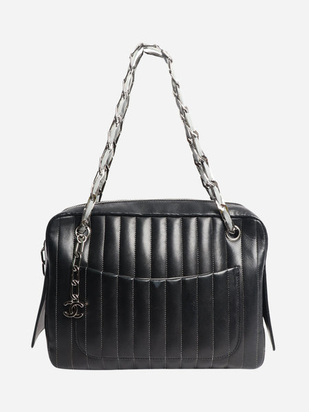 Black 2005 Mademoiselle Ligne vertical quilted camera bag product image