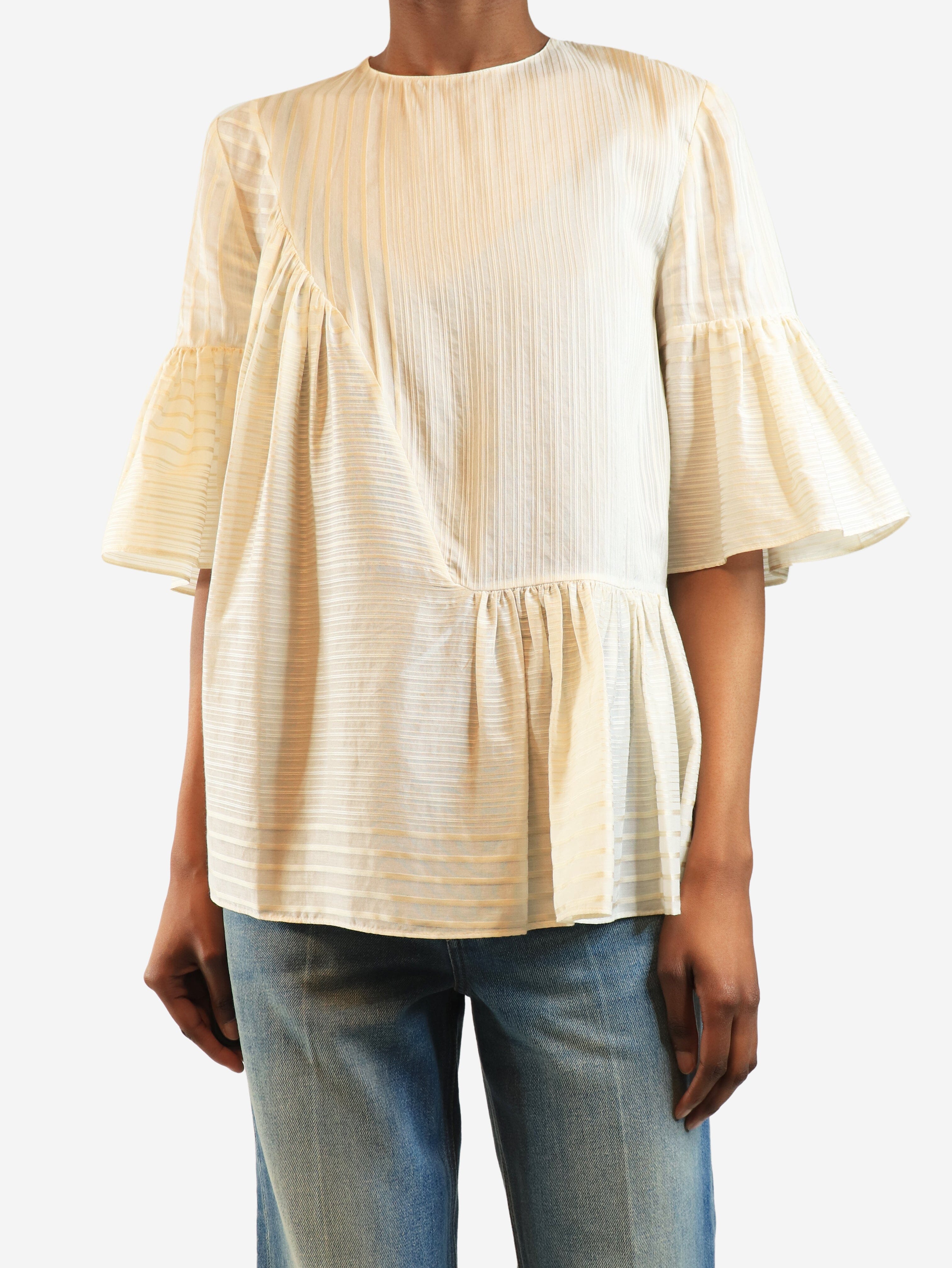 Cream and gold striped panelled top - size UK 8 Tops Stella McCartney 
