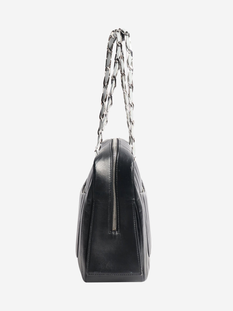 Black 2005 Mademoiselle Ligne vertical quilted camera bag Shoulder bags Chanel 