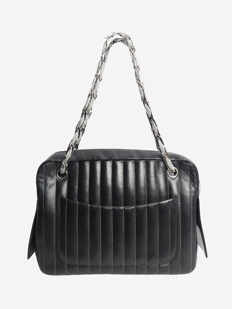 Black 2005 Mademoiselle Ligne vertical quilted camera bag Shoulder bags Chanel 