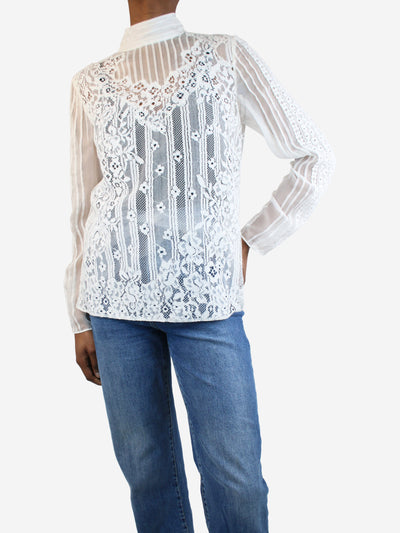 White lace high-neck blouse - size UK 12 Tops Valentino 