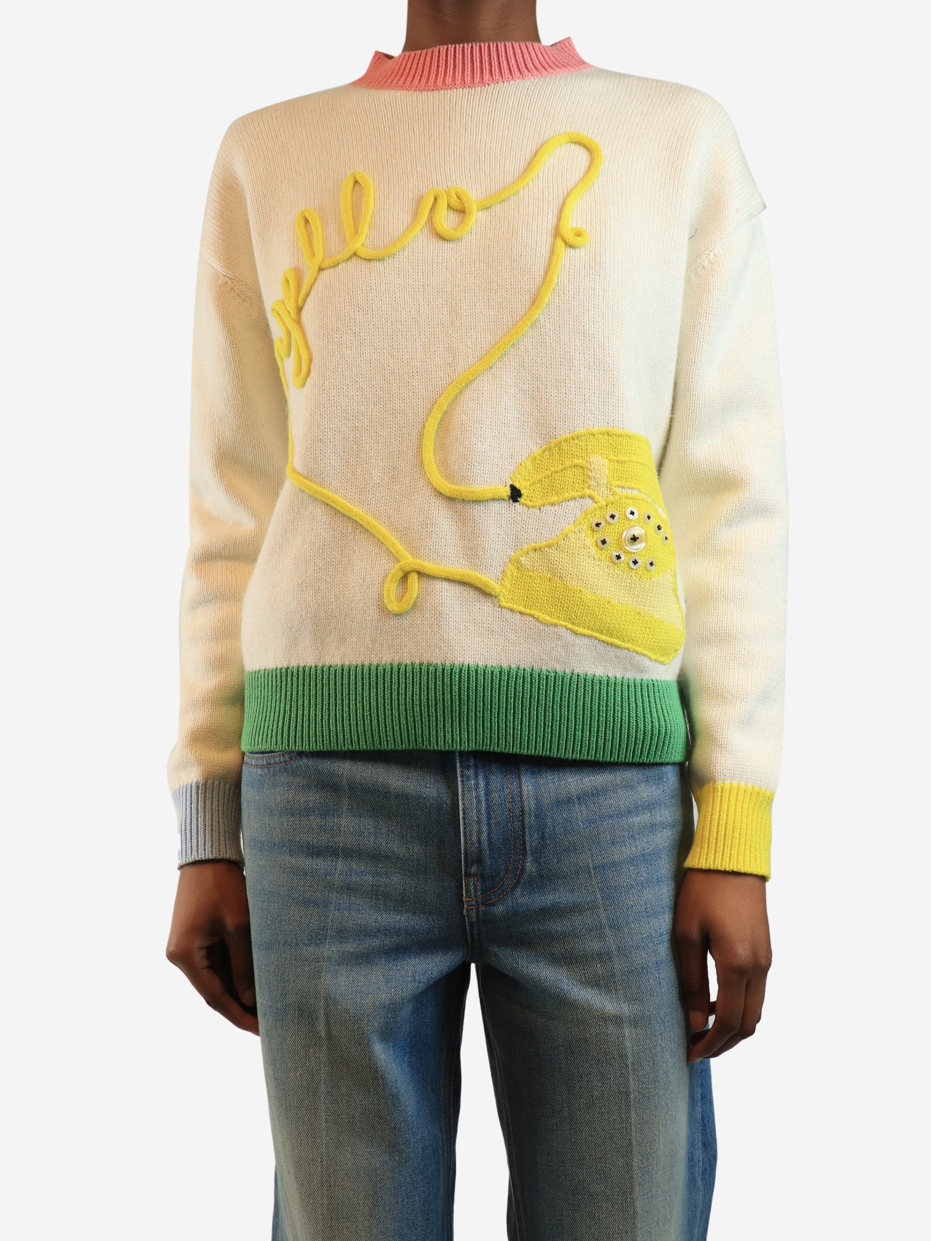 Cream banana phone jumper - size XS Knitwear Lela Rose 