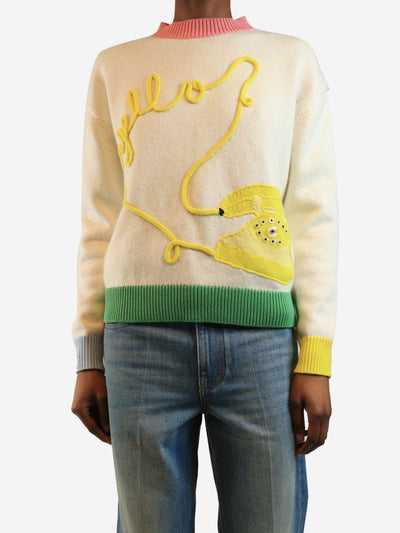 Cream banana phone jumper - size XS Knitwear Lela Rose 