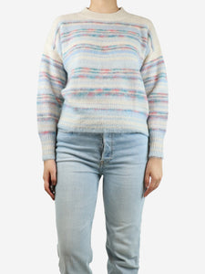 Isabel Marant Etoile Baby blue and cream striped mohair-blend jumper - size UK 6