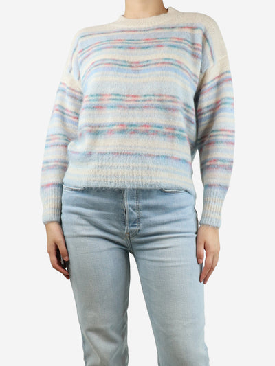 Baby blue and cream striped mohair-blend jumper - size UK 6 Knitwear Isabel Marant Etoile 