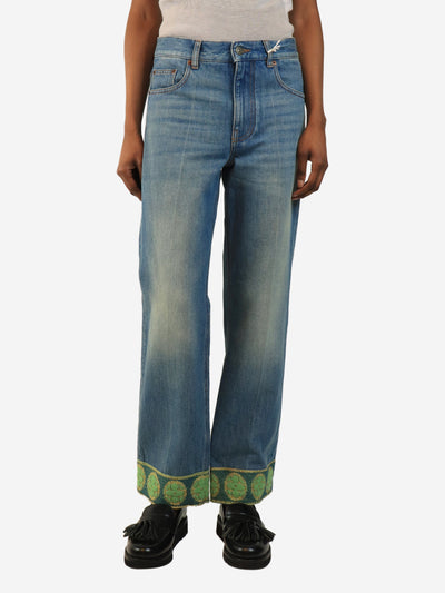 Mid-wash blue denim jeans with embroidered hems - size W25 Trousers Valentino 