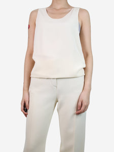 Chloe Cream silk round-neck vest - size UK 10
