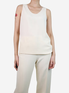 Chloe Cream silk round-neck vest - size UK 10