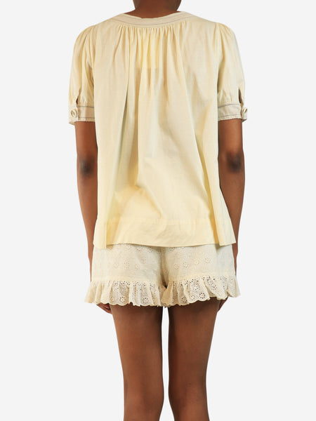 Cream short-sleeved cotton top - size S alternate image