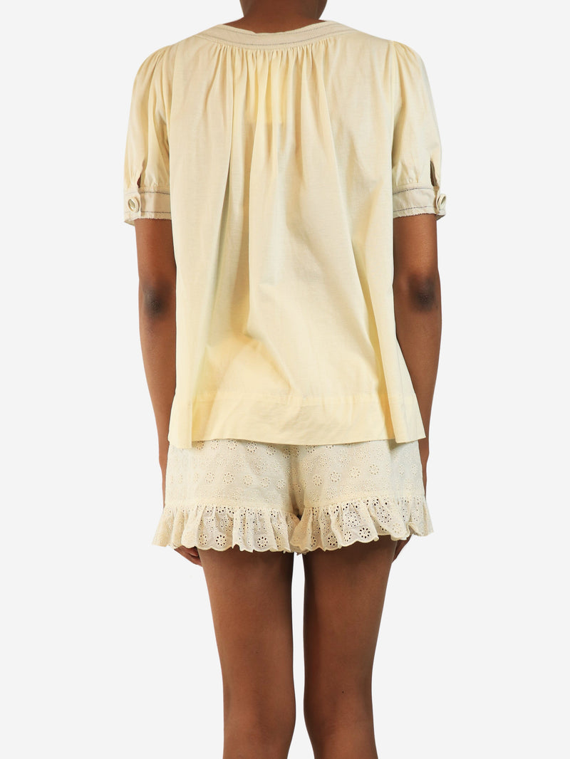 Cream short-sleeved cotton top - size S Tops Chloe 