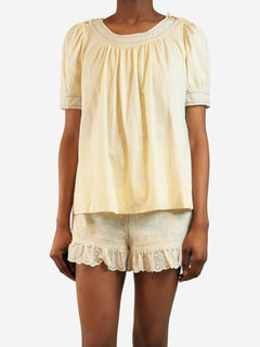 Cream short-sleeved cotton top - size S Tops Chloe 