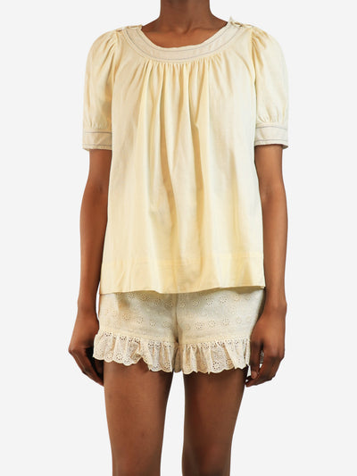Cream short-sleeved cotton top - size S Tops Chloe 