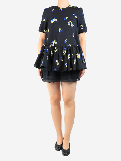 Black floral embroidered blouse - size UK 8 Tops Cecilie Bahnsen 