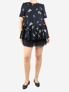 Cecilie Bahnsen Black floral embroidered blouse - size UK 8