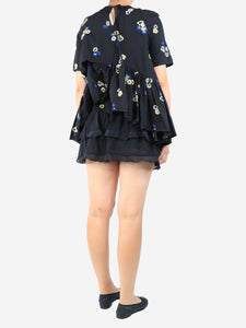 Cecilie Bahnsen Black floral embroidered blouse - size UK 8