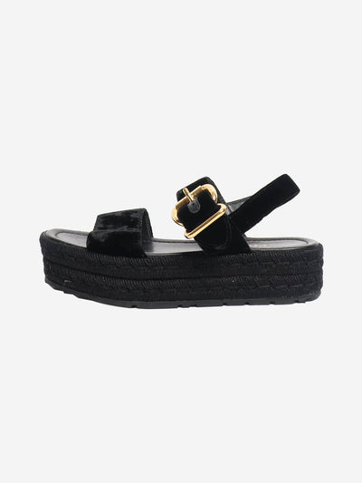 Black velvet platform sandals - size EU 37.5 Flat Sandals Prada 