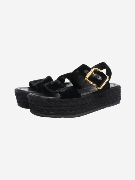 Black velvet platform sandals - size EU 37.5 alternate image