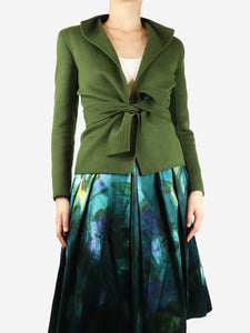 Valentino Boutique Green belted wool jacket - size UK 10