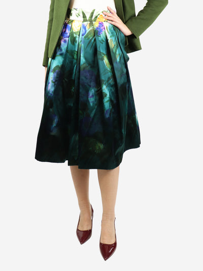 Dark green floral pleated midi skirt - size UK 8 Skirts Dries Van Noten 