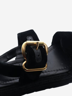 Black velvet platform sandals - size EU 37.5 Flat Sandals Prada 