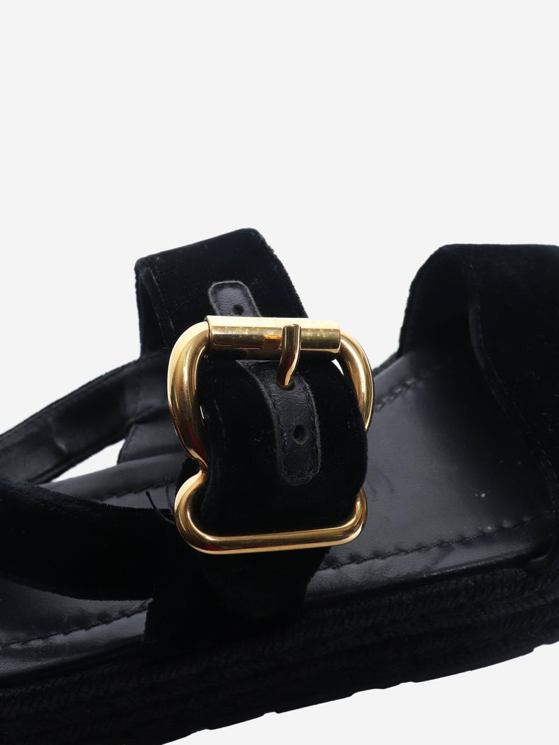 Black velvet platform sandals - size EU 37.5 Flat Sandals Prada 
