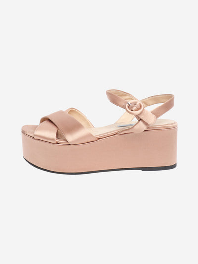 Dusty pink satin platform sandals - size EU 37.5 Flat Shoes Prada 