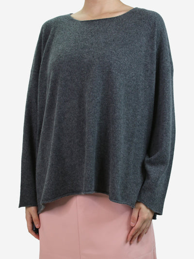 Grey A-line bateau neck sweater - size UK 10 Knitwear Eskandar 