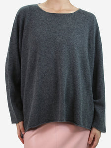 Eskandar Grey A-line bateau neck sweater - size UK 10