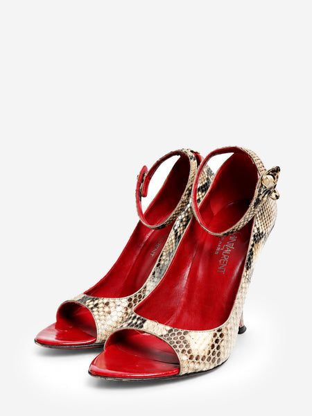 Brown vintage python wedge sandals - size EU 36 alternate image