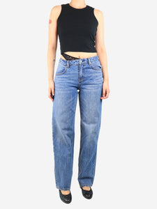 Alexander Wang Blue asymmetrical waistband lace jeans - size UK 8