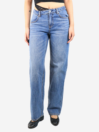Blue asymmetrical waistband lace jeans - size UK 8 Trousers Alexander Wang 