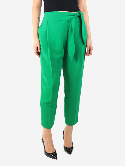 Green pleated wrap-belt trousers - size UK 12 Trousers Carolina Herrera 
