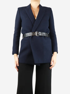 Saint Laurent Navy blue belted wool jacket - size UK 8