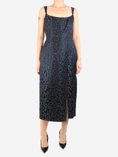 Black leopard jacquard midi dress - size UK 14 Dresses Markarian 