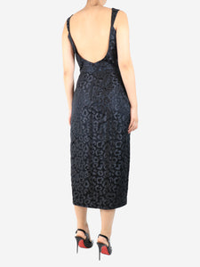 Markarian Black leopard jacquard midi dress - size UK 14