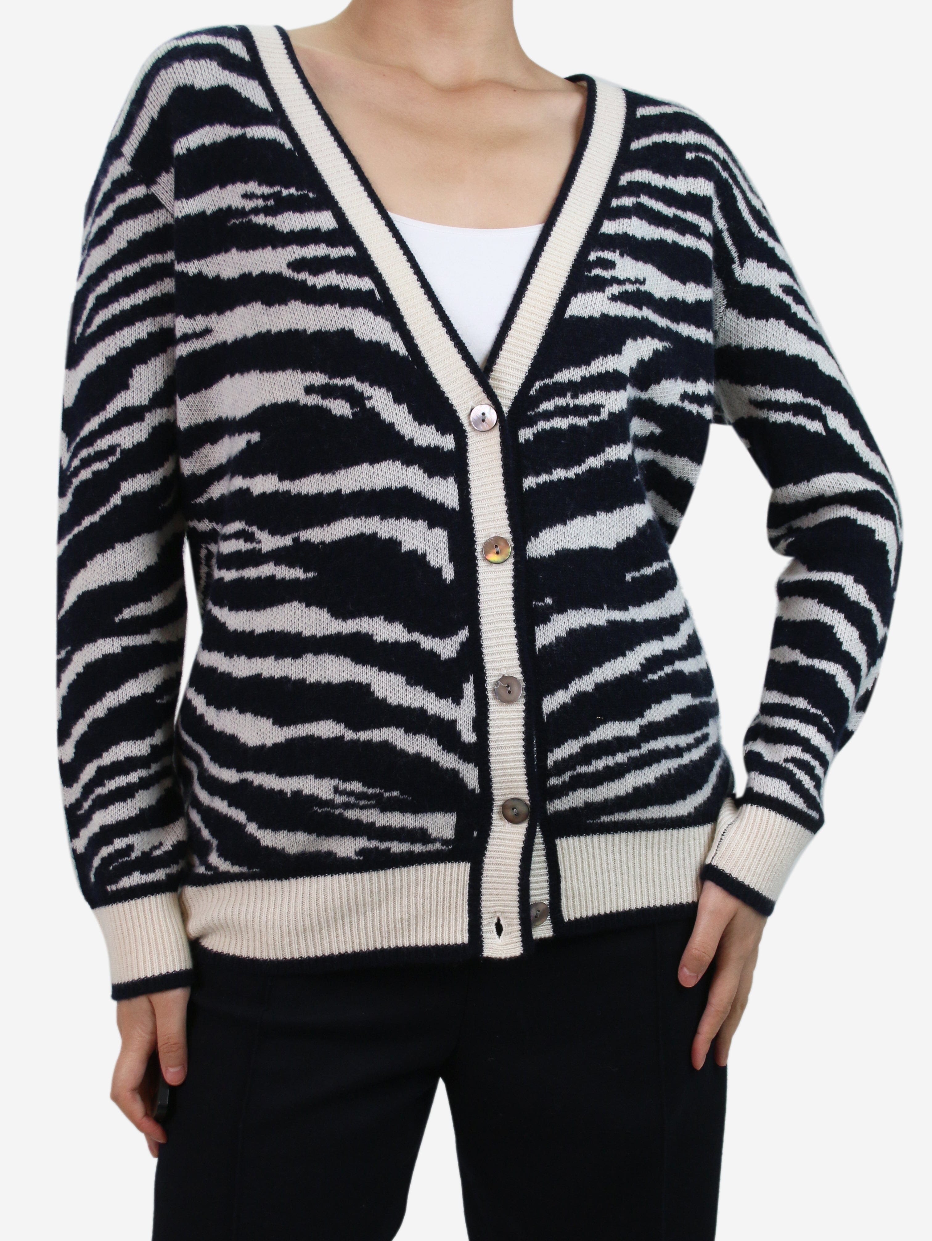 zebra patterned cardigan