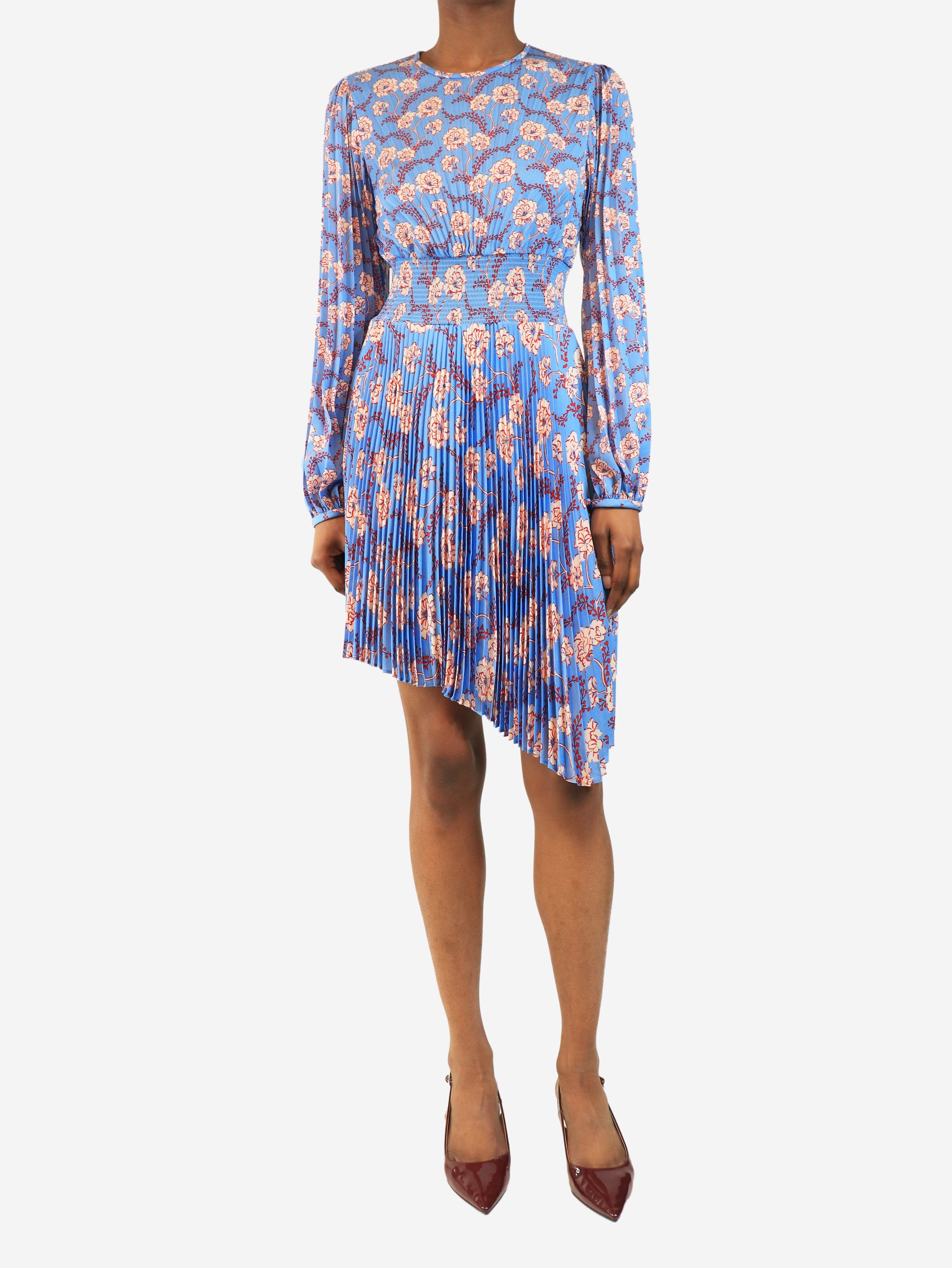 Blue floral pleated midi dress - size 6 Dresses A.L.C. 