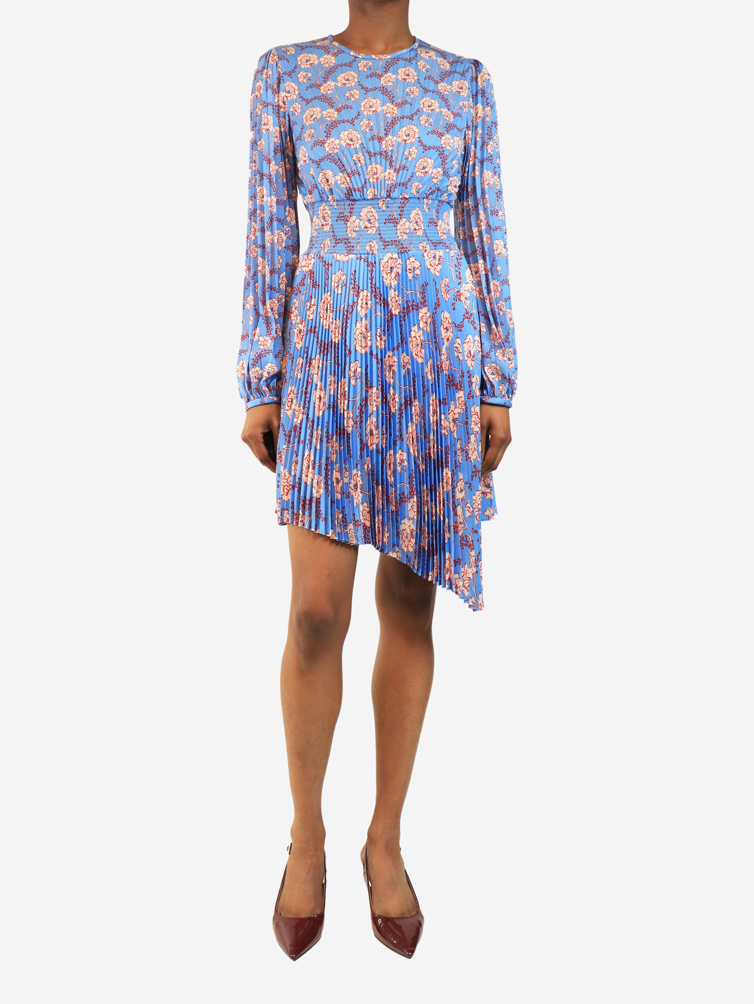 Blue floral pleated midi dress - size 6 Dresses A.L.C. 