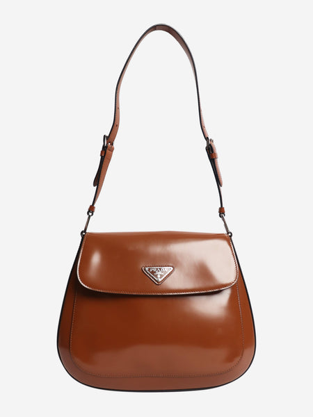 Brown leather cleo flap bag product image