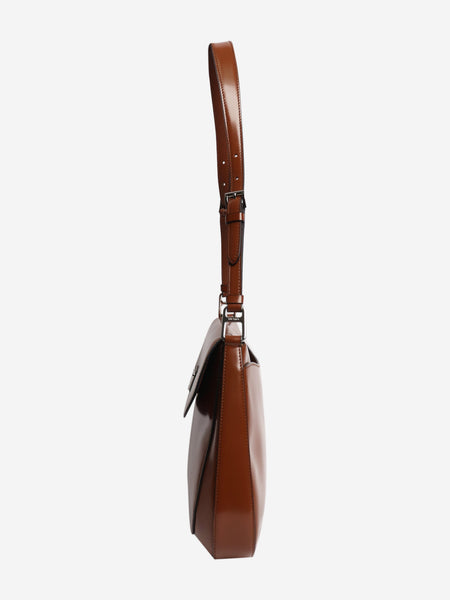 Brown leather cleo flap bag alternate image